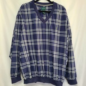 Men's Catalina Pullover Windbreaker Golf Shirt Jacket Blue Plaid Size XL